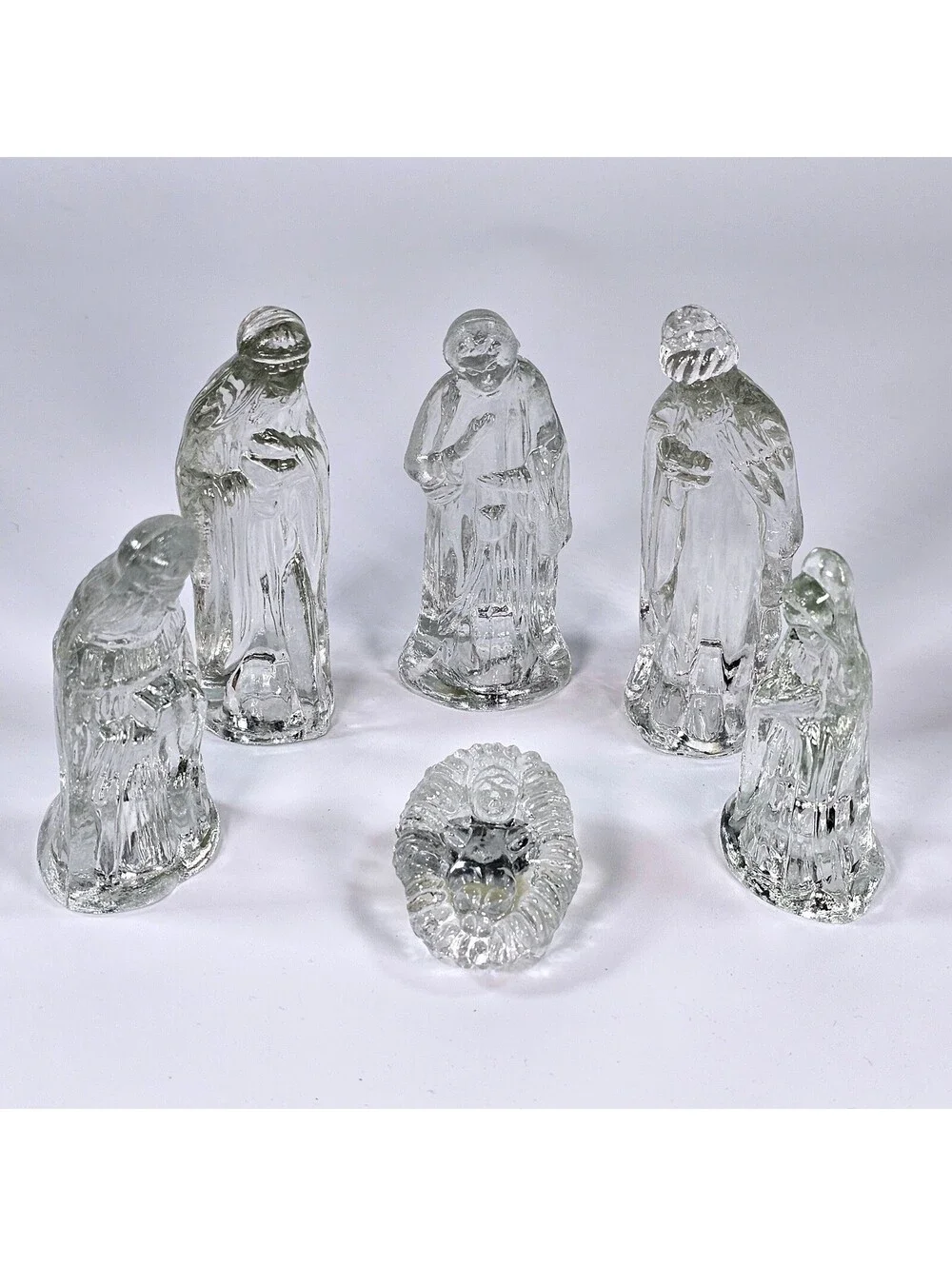 6 Piece Glass Nativity Scene Set Clear Figures 824789 Holiday Decor